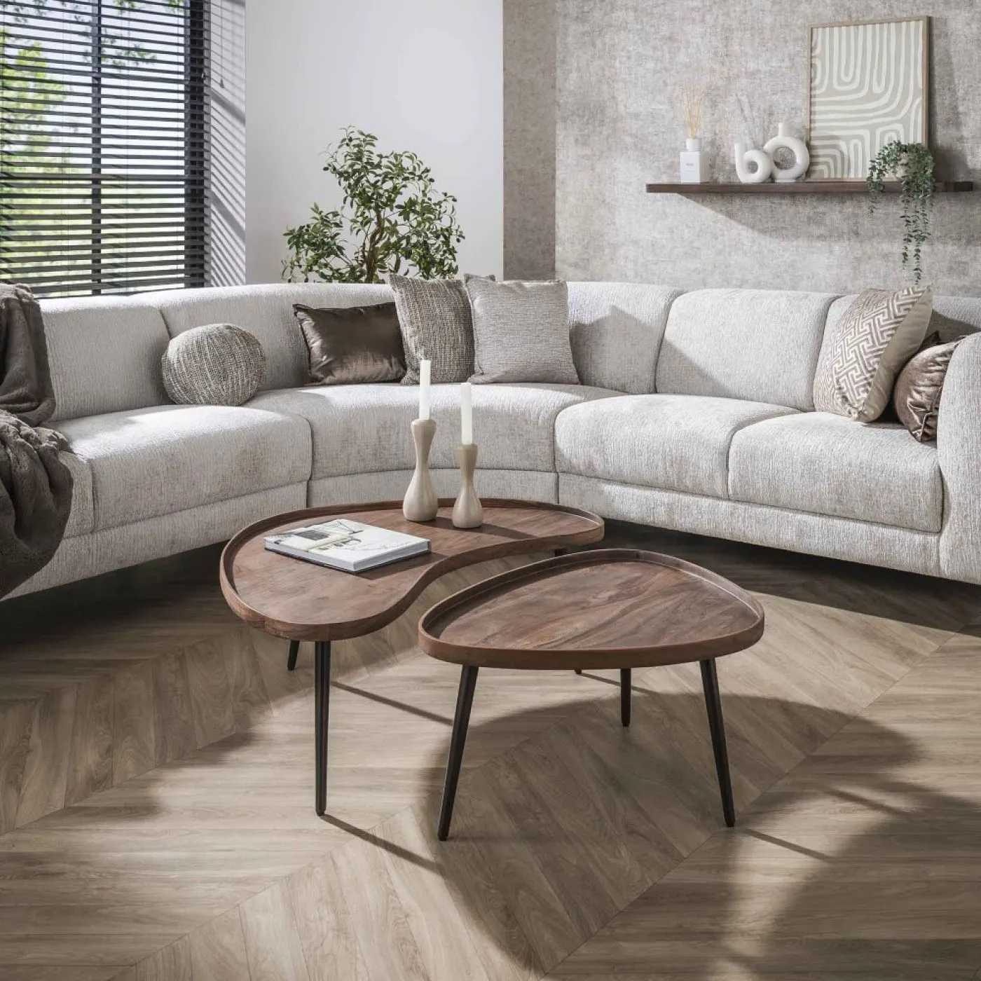 Couchtisch Set Galia 2-teilig | Akazie massiv | braun