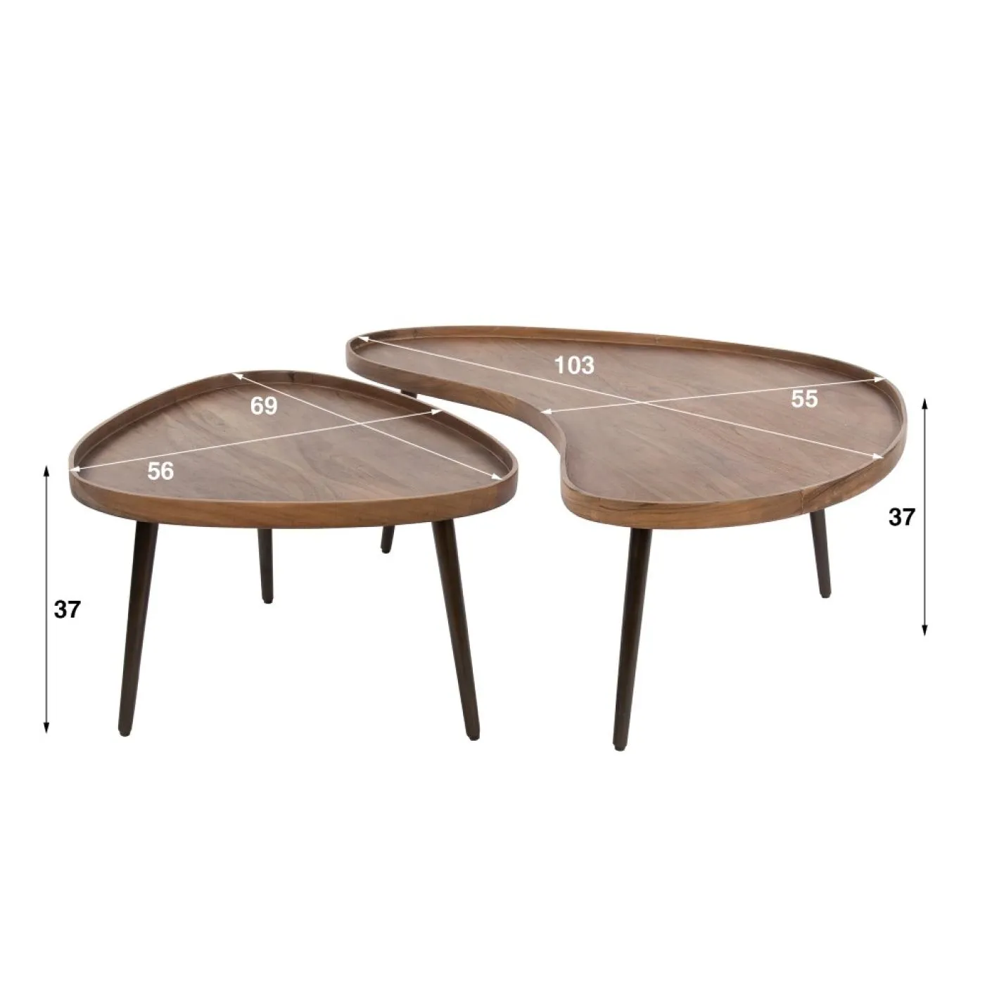 Couchtisch Set Galia 2-teilig | Akazie massiv | braun