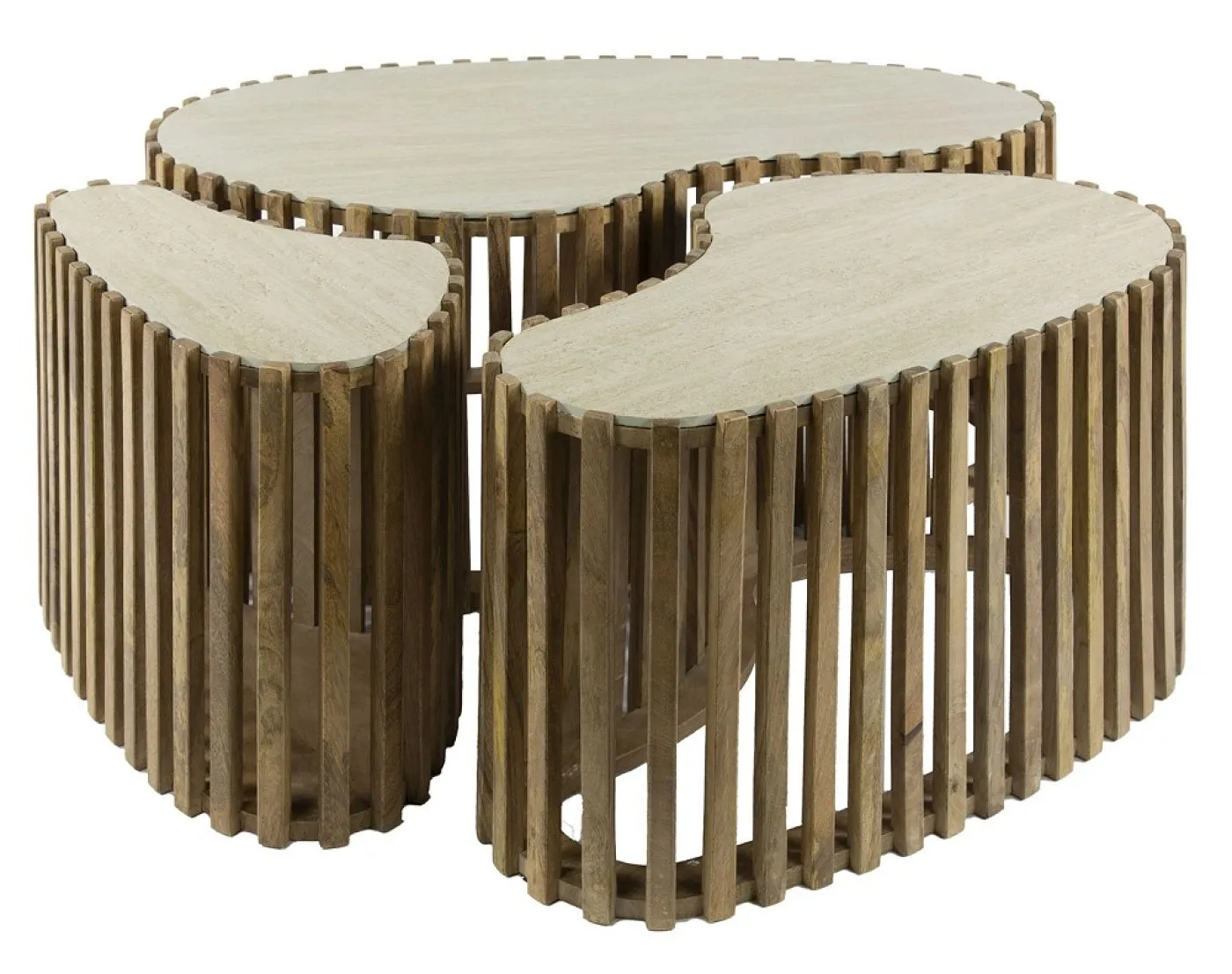 Couchtisch Set Kalia 2 | 3-teilig | Mangoholz | Sandfarbe