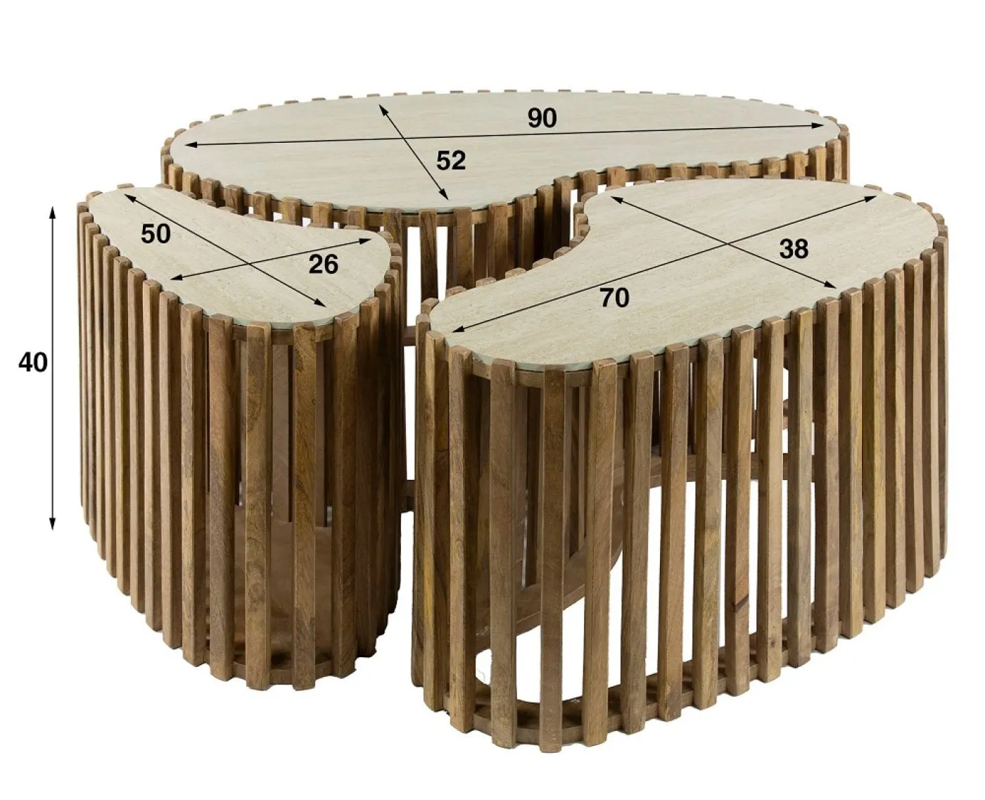 Couchtisch Set Kalia 2 | 3-teilig | Mangoholz | Sandfarbe
