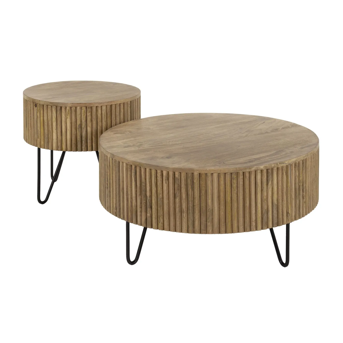 Couchtisch Set Keke 2-teilig | Ø50/Ø80 | Mangoholz massiv | sandfarben