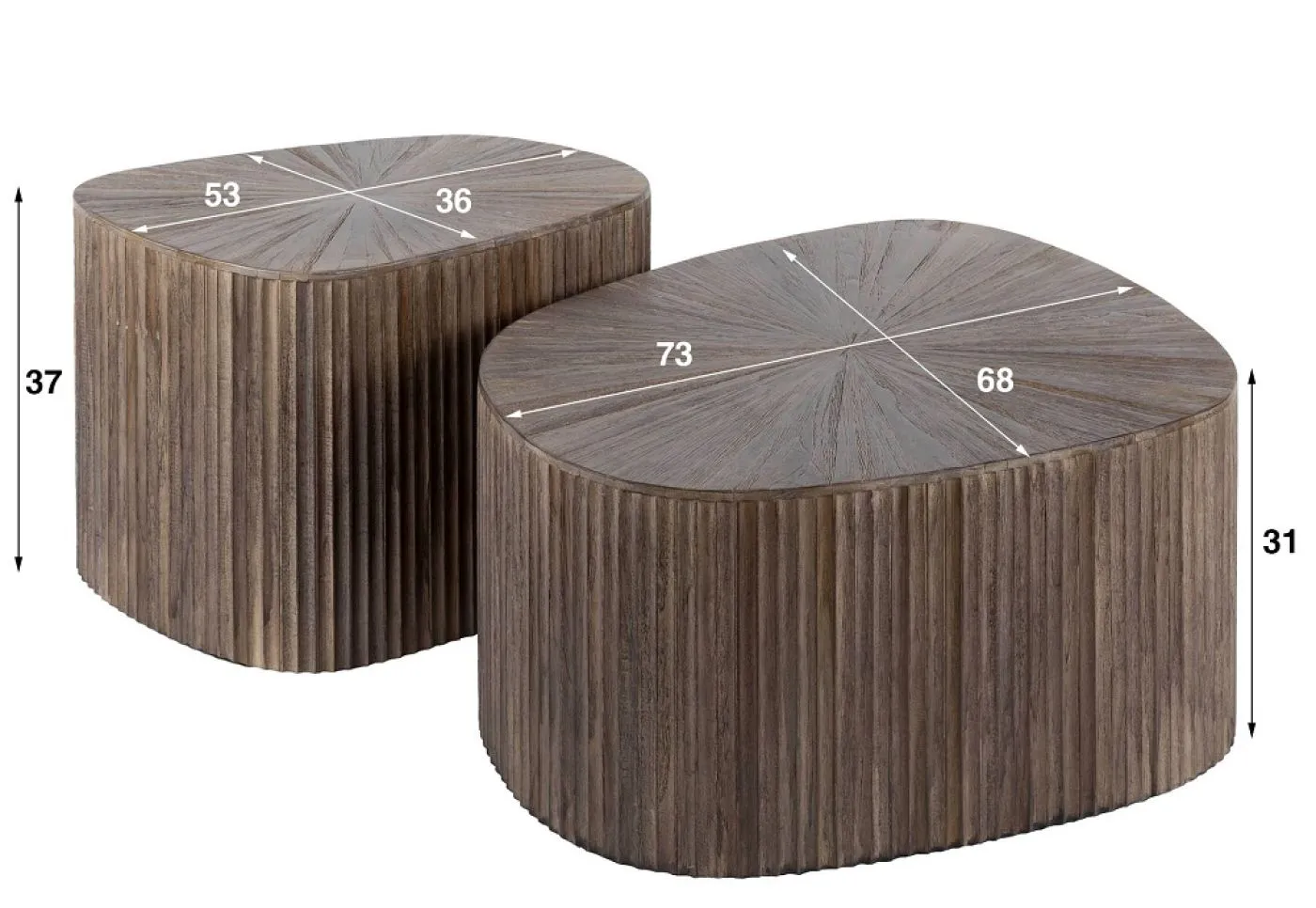 Couchtisch Set Luck 2 | 2-teilig | Teakholz massiv | Espresso