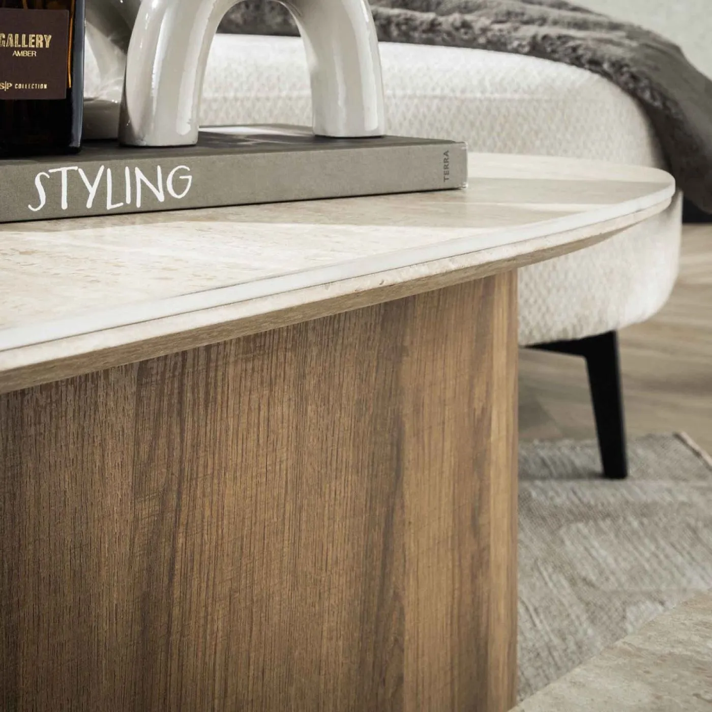 Couchtisch Set Lungi 2 | 2-teilig | Keramik Travertin | Naturfarben