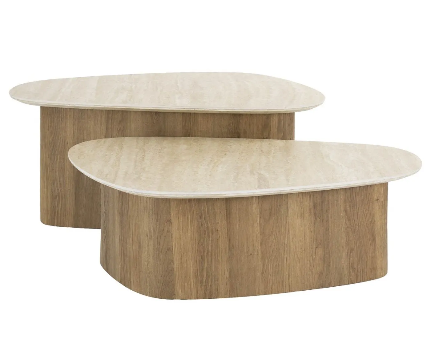Couchtisch Set Lungi 2 | 2-teilig | Keramik Travertin | Naturfarben