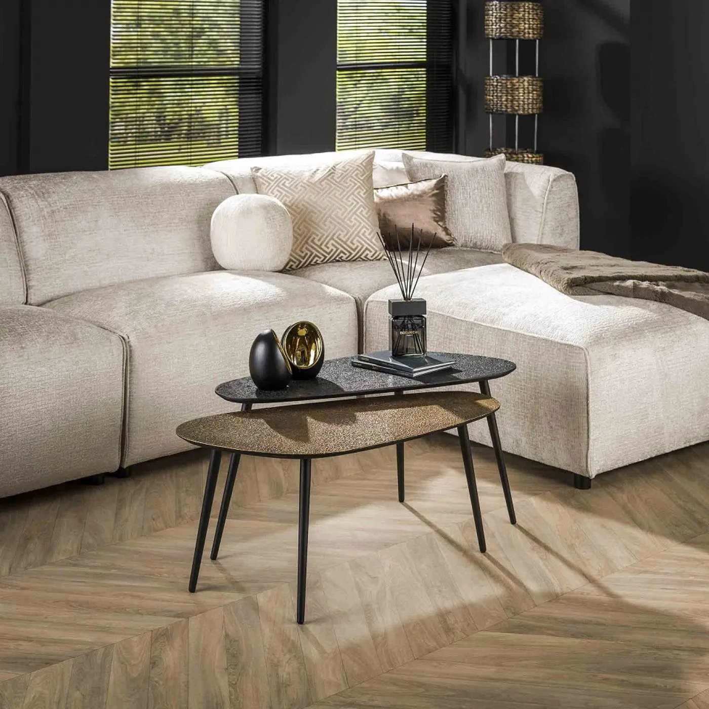 Couchtisch Set Sai | 2-teilig | Metall | metallic schwarz / gold
