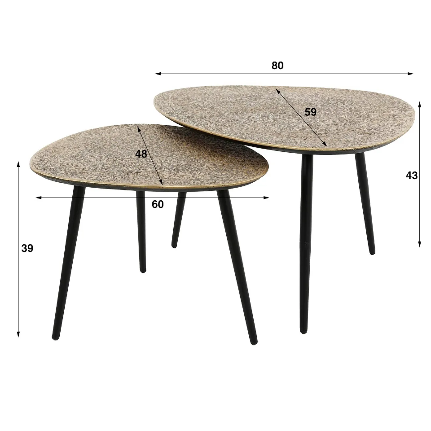 Couchtisch Set Sai dreieckig | 2-teilig | Metall | metallic bronze