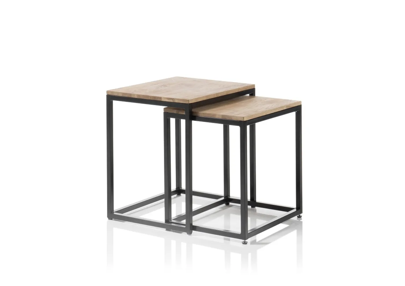 Couchtisch Set Sakura | 2 teilig | Asteiche massiv | mit Metallrahmen | 50/45 | Eiche