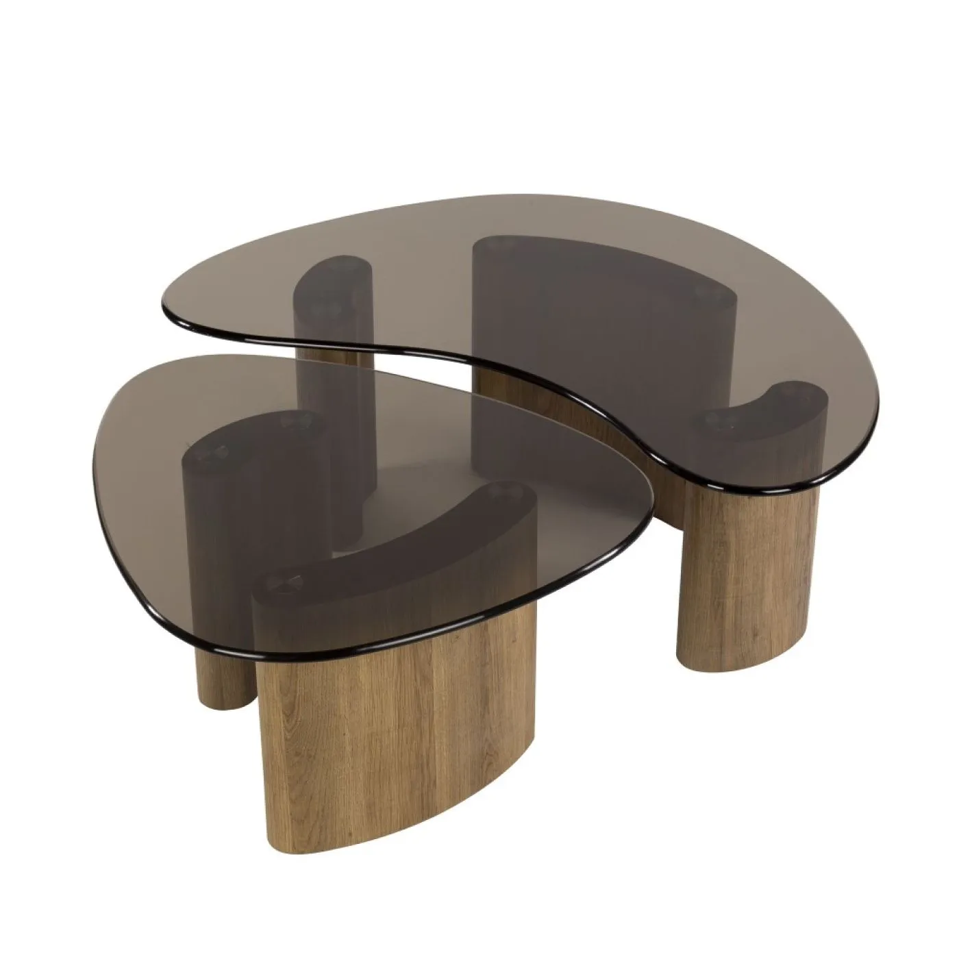 Couchtisch Set Shades | 2-teilig | nierenförmig | Glas | Bronze