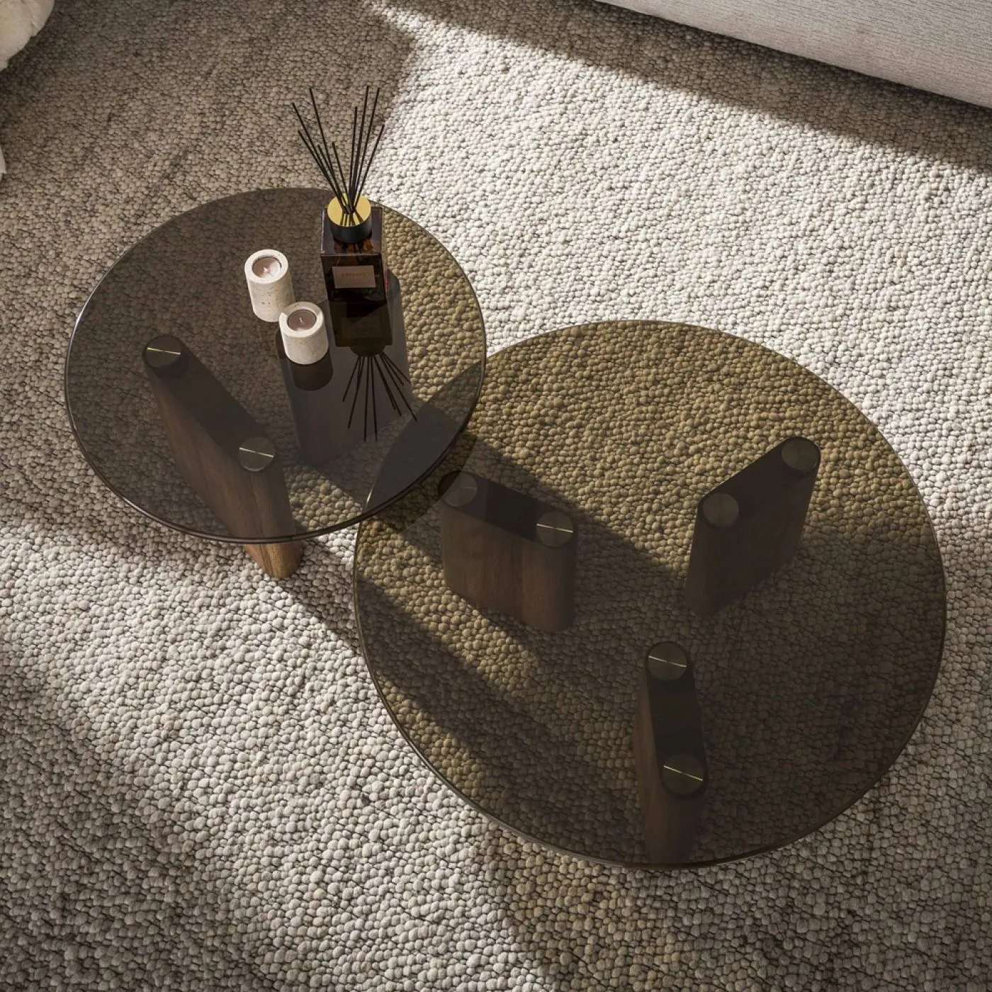 Couchtisch Set Shades | 2-teilig | rund Ø58/76 | Glas | Bronze