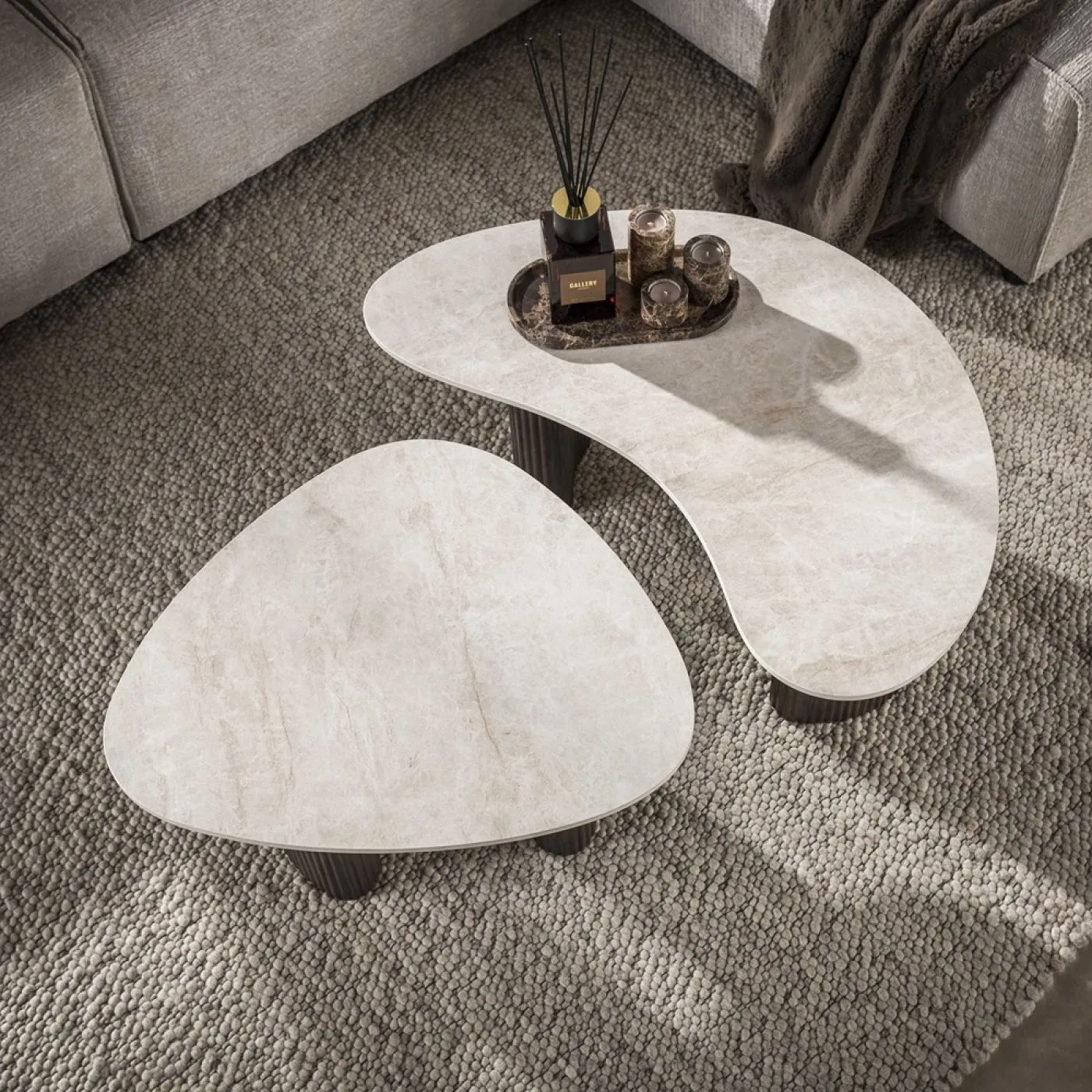 Couchtisch Set Sienna | organisches Design | 2-teilig | 3D Keramik | Taj Mahal