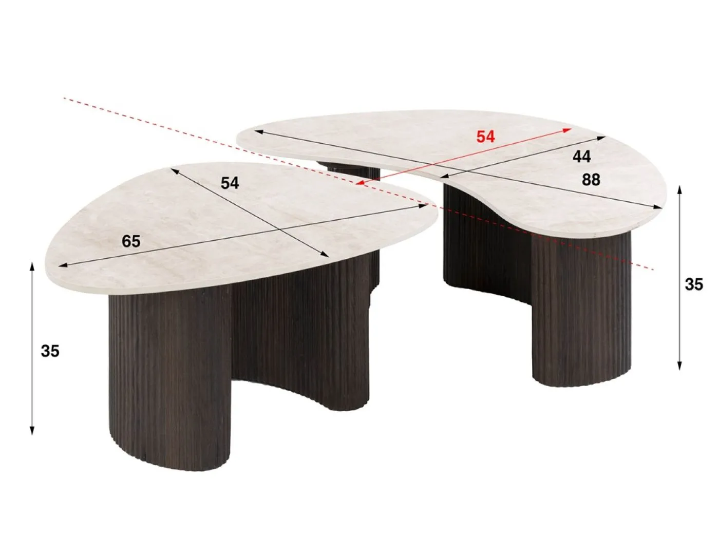 Couchtisch Set Sienna | organisches Design | 2-teilig | 3D Keramik | Taj Mahal