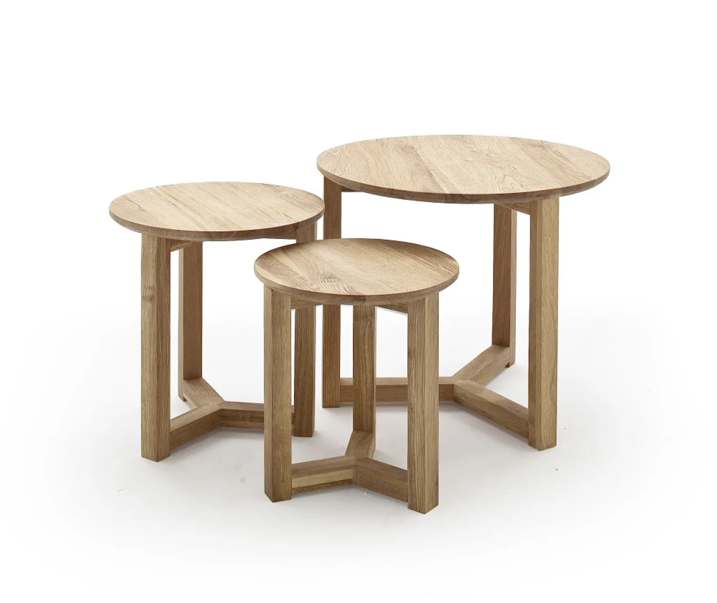 Couchtisch Set Sinio | 3-teilig | Asteiche massiv | Ø50/Ø45/Ø32