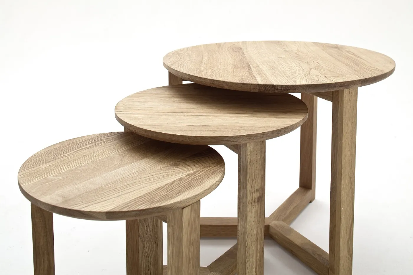 Couchtisch Set Sinio | 3-teilig | Asteiche massiv | Ø50/Ø45/Ø32