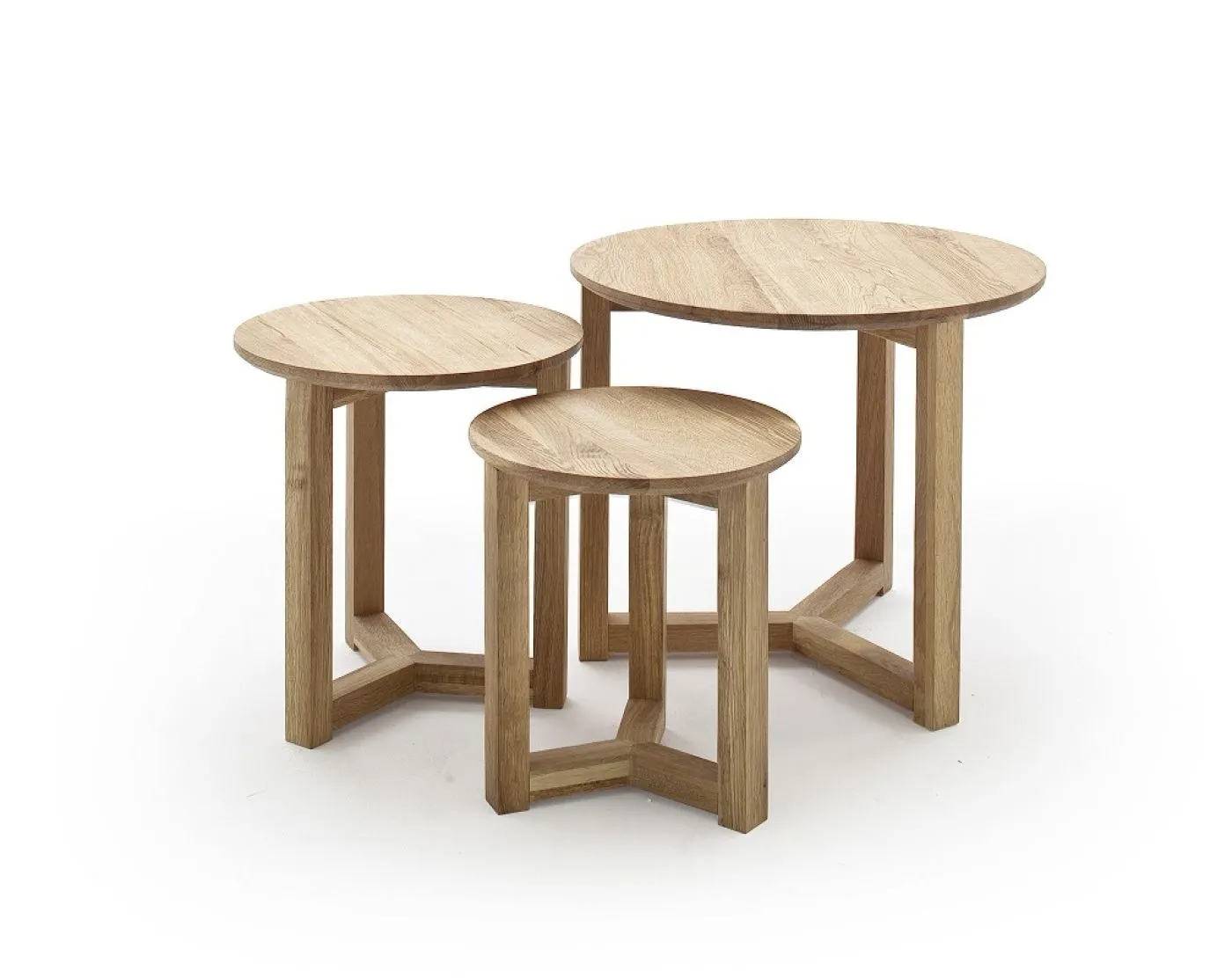 Couchtisch Set Sinio | 3-teilig | Asteiche massiv | Ø50/Ø45/Ø32