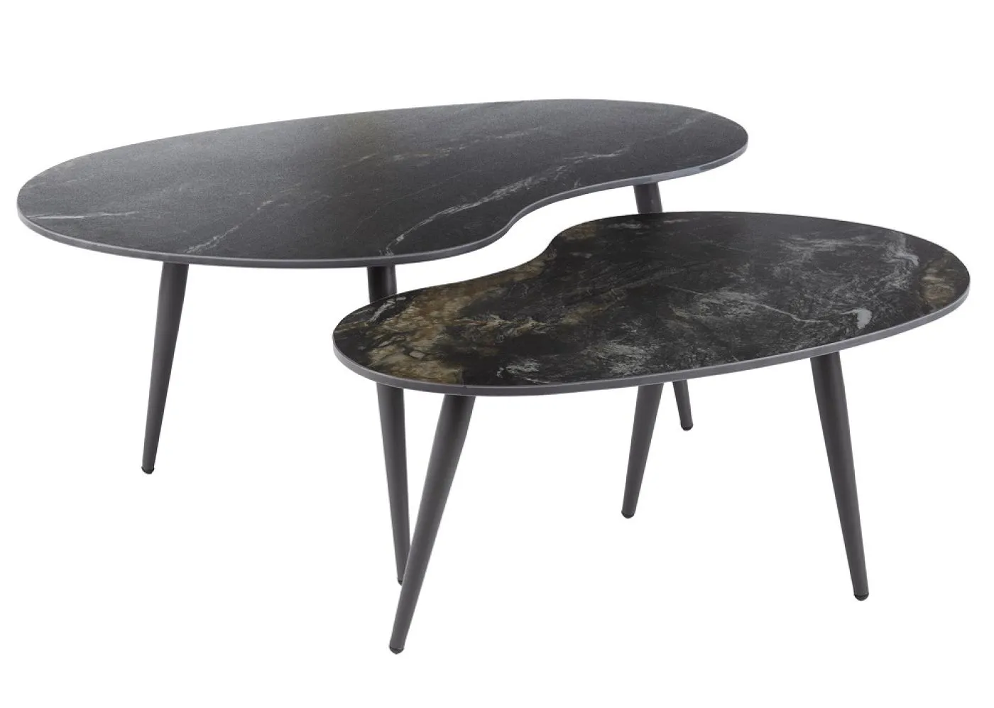 Couchtisch Set Vola | 2-teilig | Nierenform | Keramik | schwarz