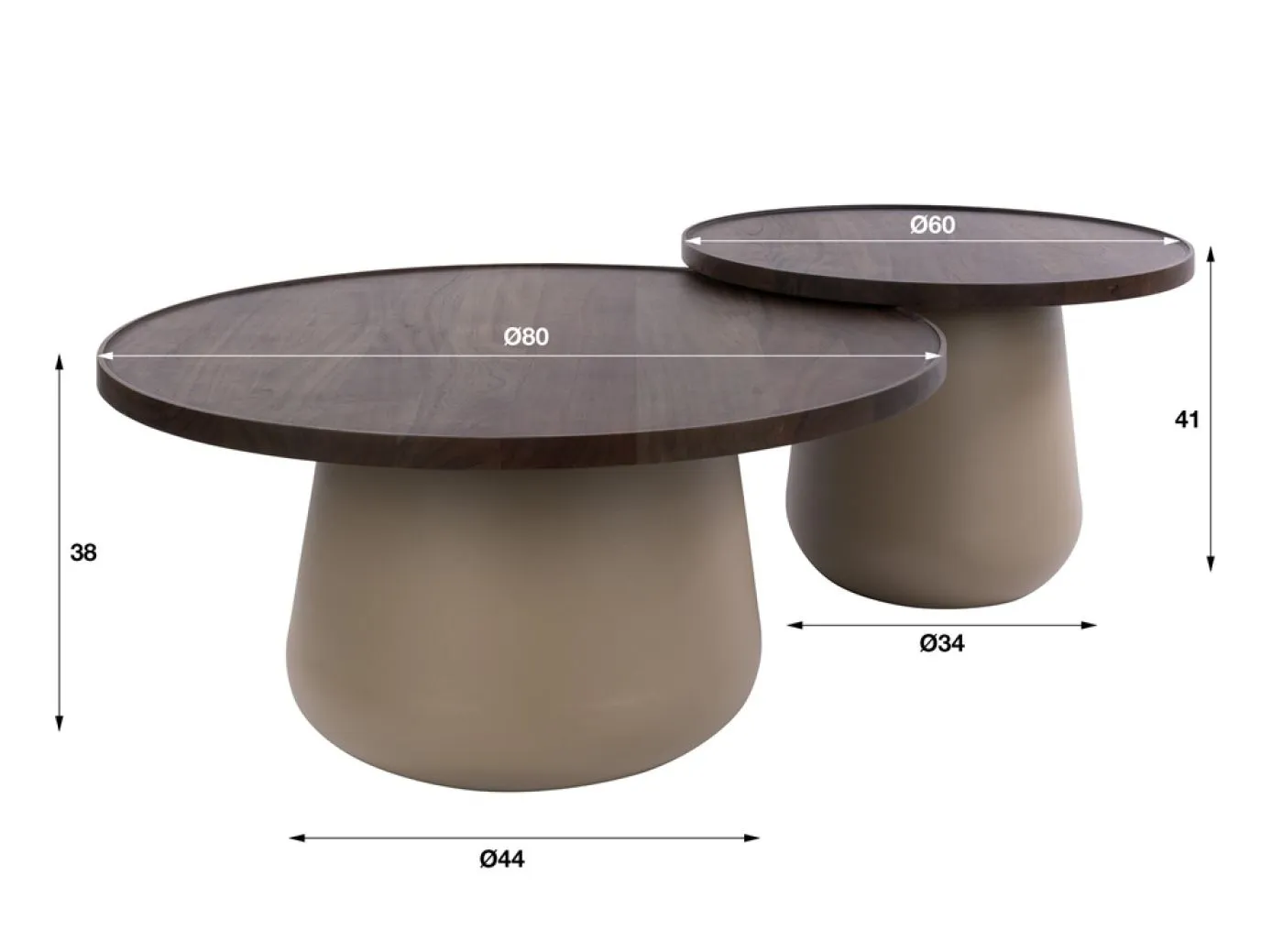Couchtisch Set Zeron | 2-teilig | rund | Akazie massiv | Braun
