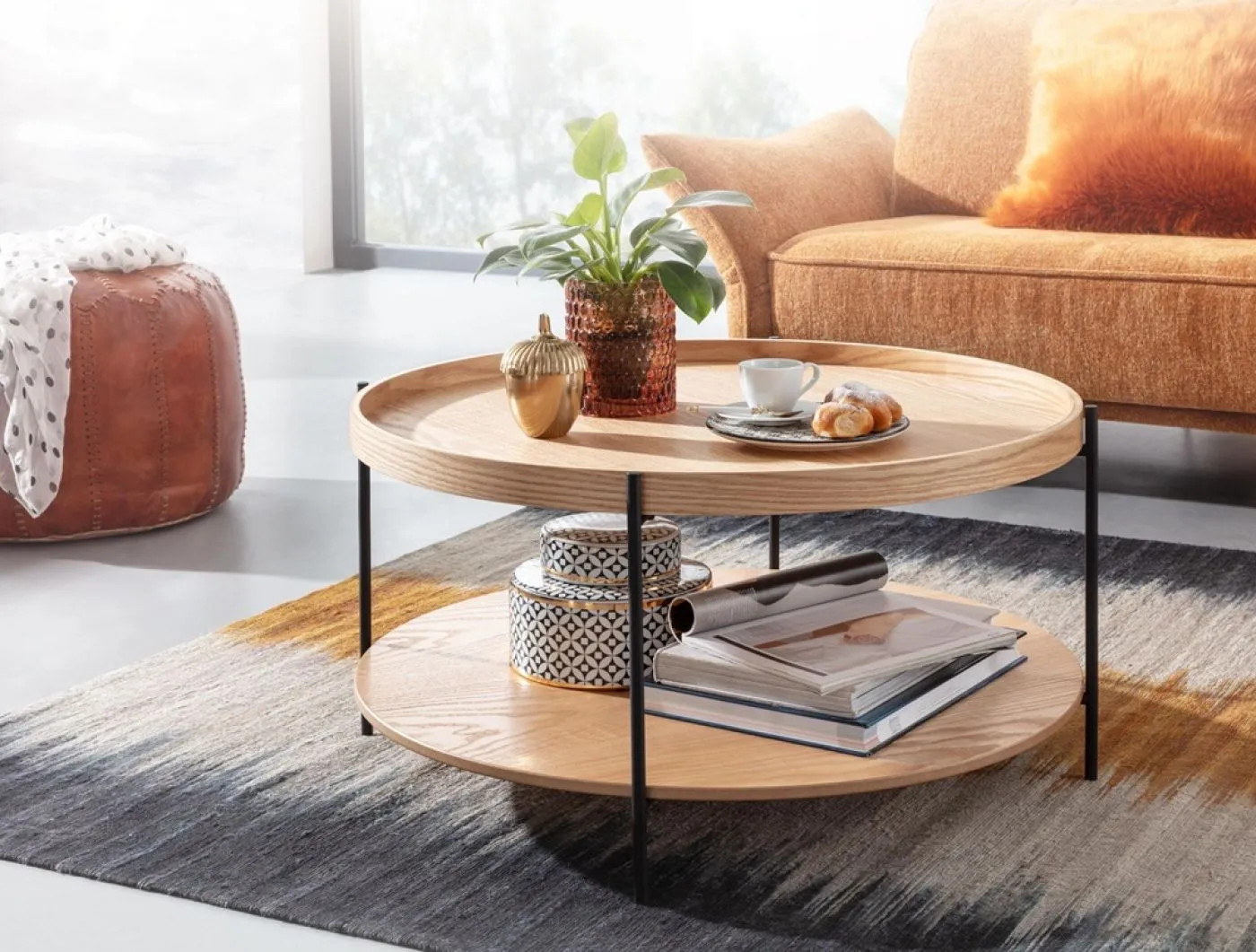 Couchtisch Sofy | Ø78 | braun / schwarz