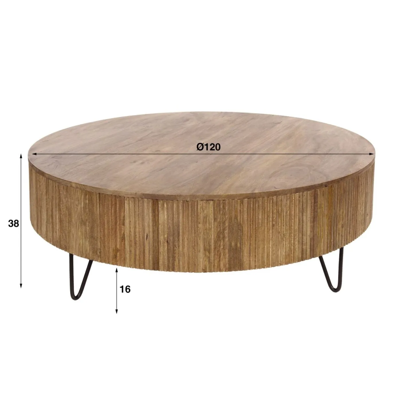Couchtisch Talga | Mangoholz massiv | sandfarbe | Ø120 cm