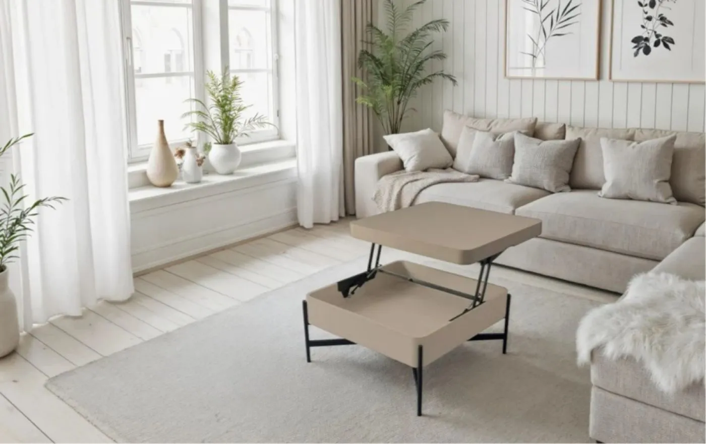 Couchtisch Tavazza mit Lift | basalt grau / schwarz