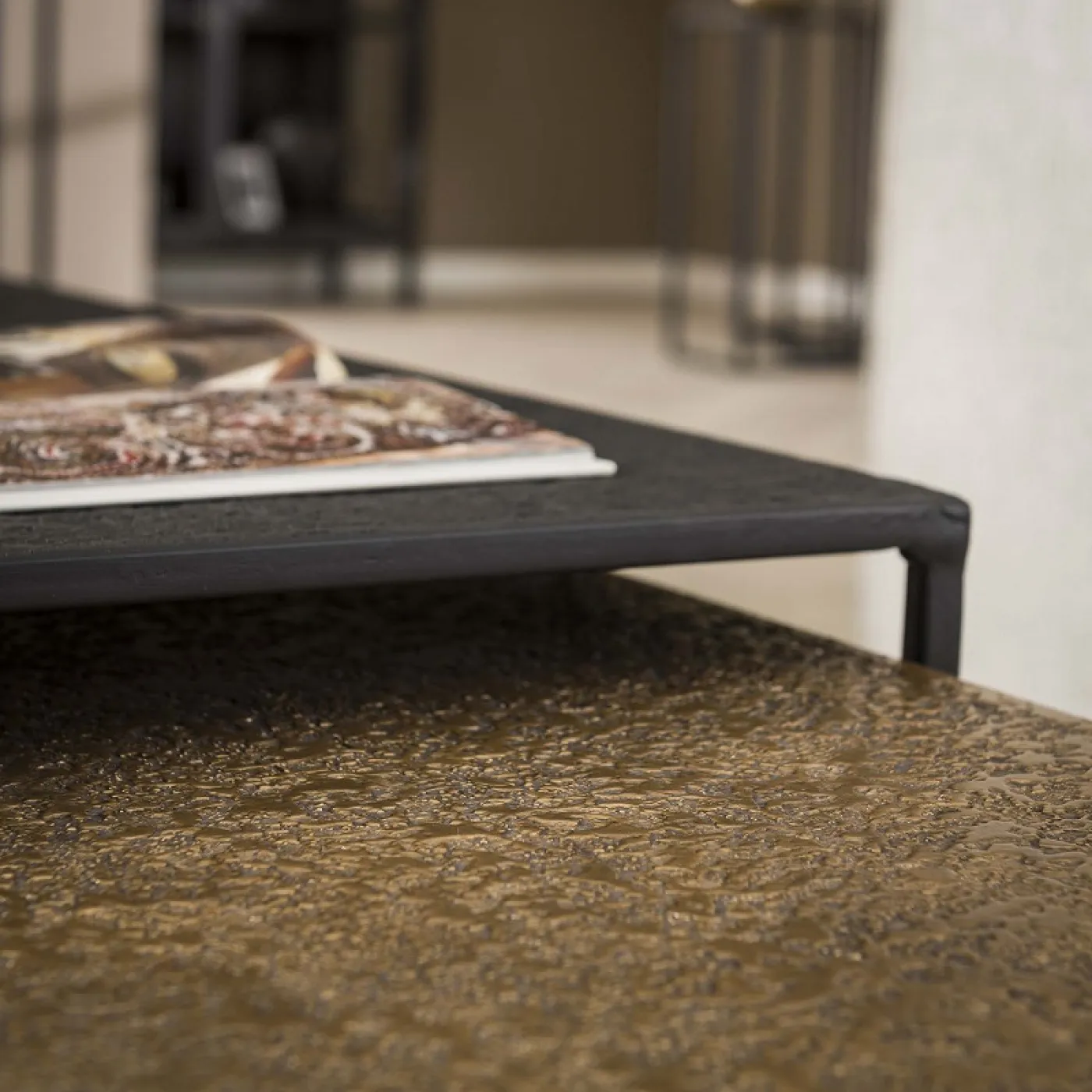 Couchtischset Vuel | 2-teilig | Metall | schwarzgrau / antike Bronze