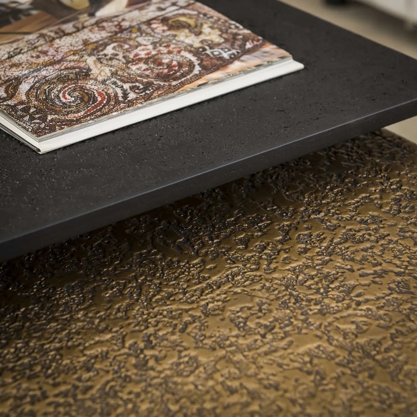 Couchtischset Vuel | 2-teilig | Metall | schwarzgrau / antike Bronze