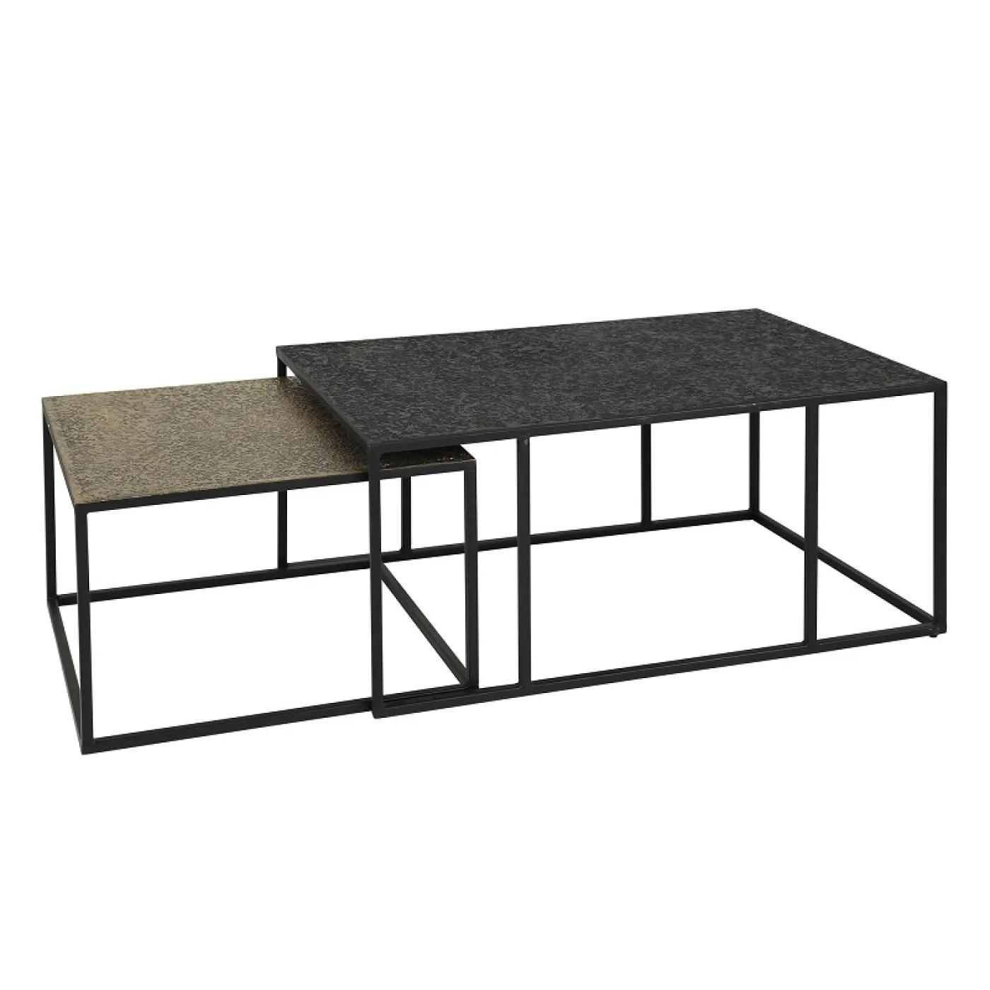 Couchtischset Vuel | 2-teilig | Metall | schwarzgrau / antike Bronze