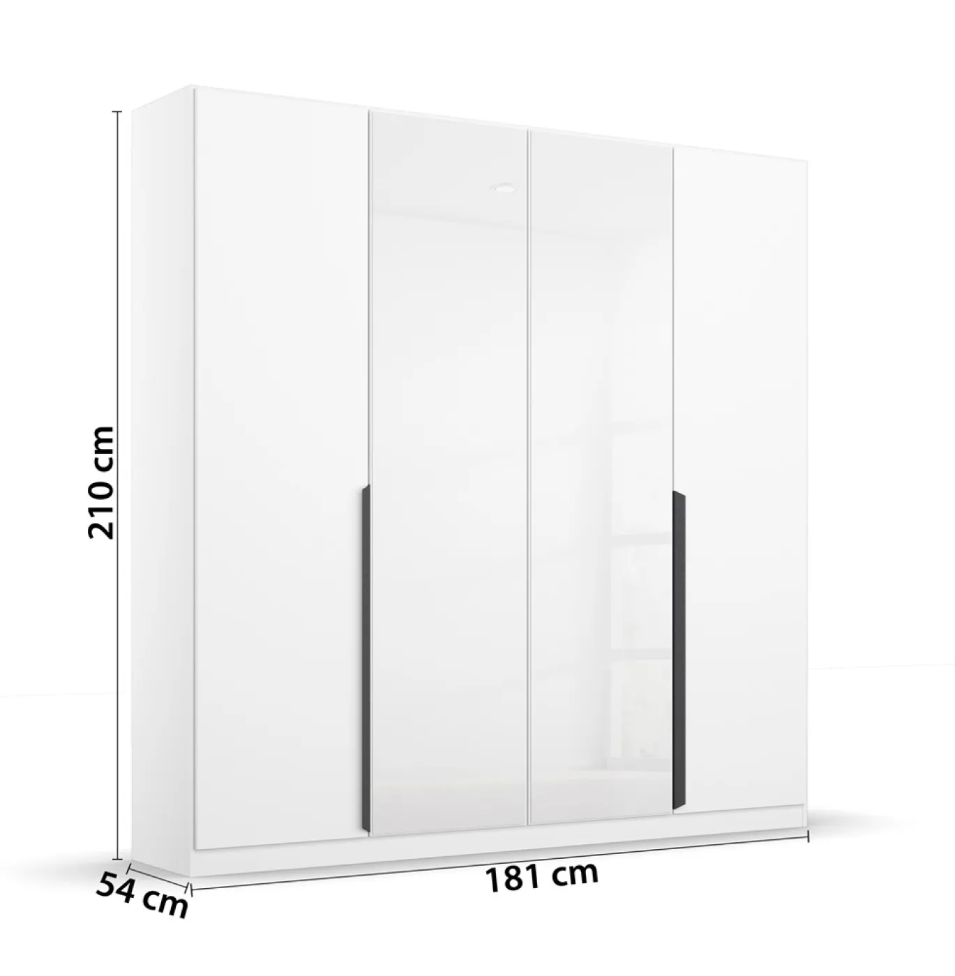 Drehtürenschrank Artemis | mit Glastüren | alpinweiß / weiß | 181 x 210 x 54 cm