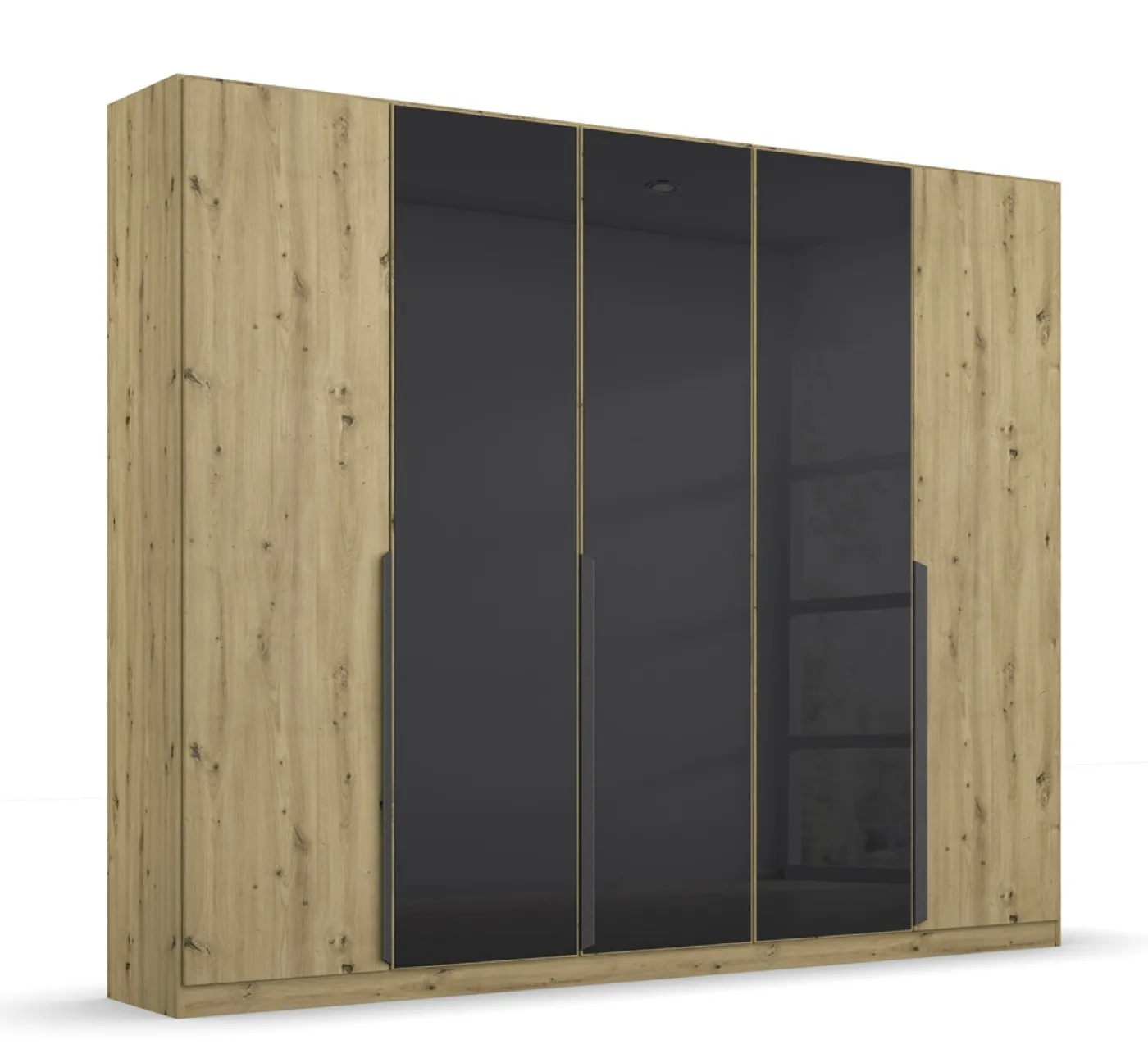 Drehtürenschrank Artemis | mit Glastüren | Eiche Artisan / basalt grau | 226 x 210 x 54 cm
