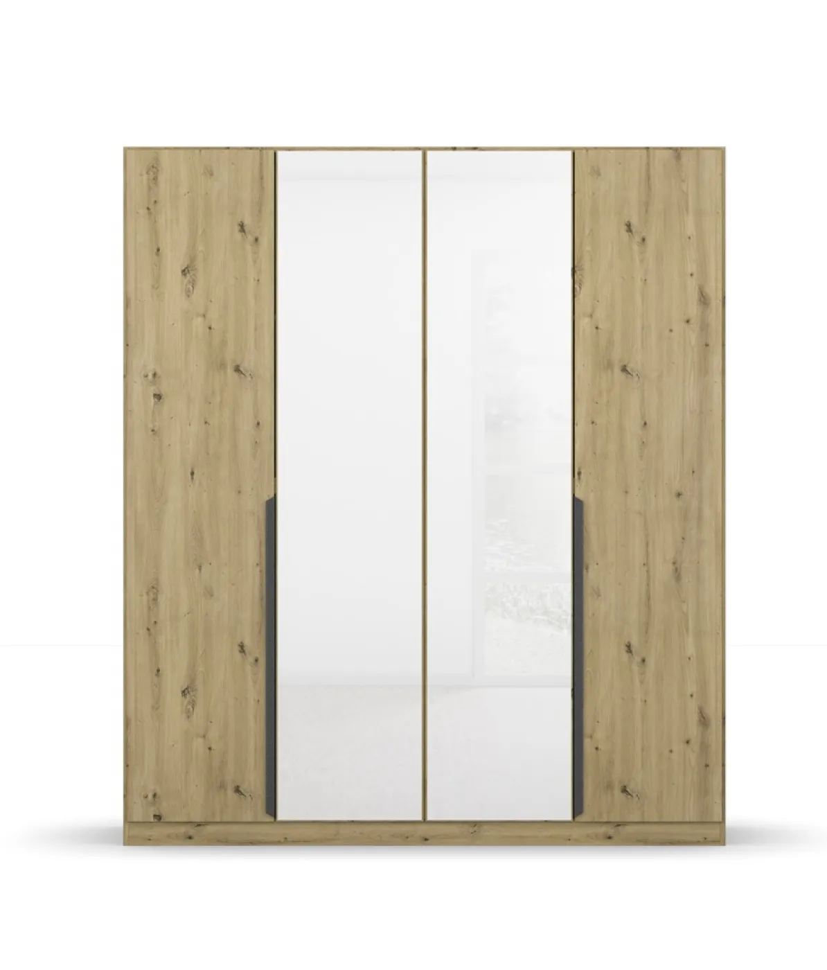Drehtürenschrank Artemis | mit Glastüren | Eiche Artisan / weiß | 181 x 210 x 54 cm