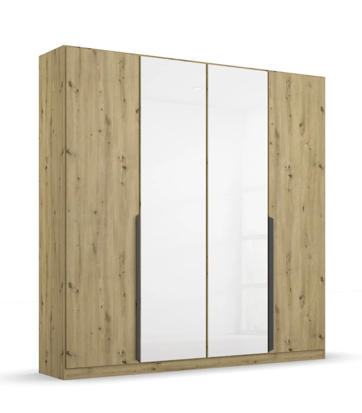 Drehtürenschrank Artemis | mit Glastüren | Eiche Artisan / weiß | 181 x 210 x 54 cm