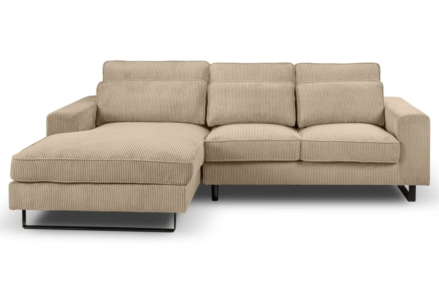 Ecksofa Bolivia links mit Rückenkissen | 276cm | Cord | beige