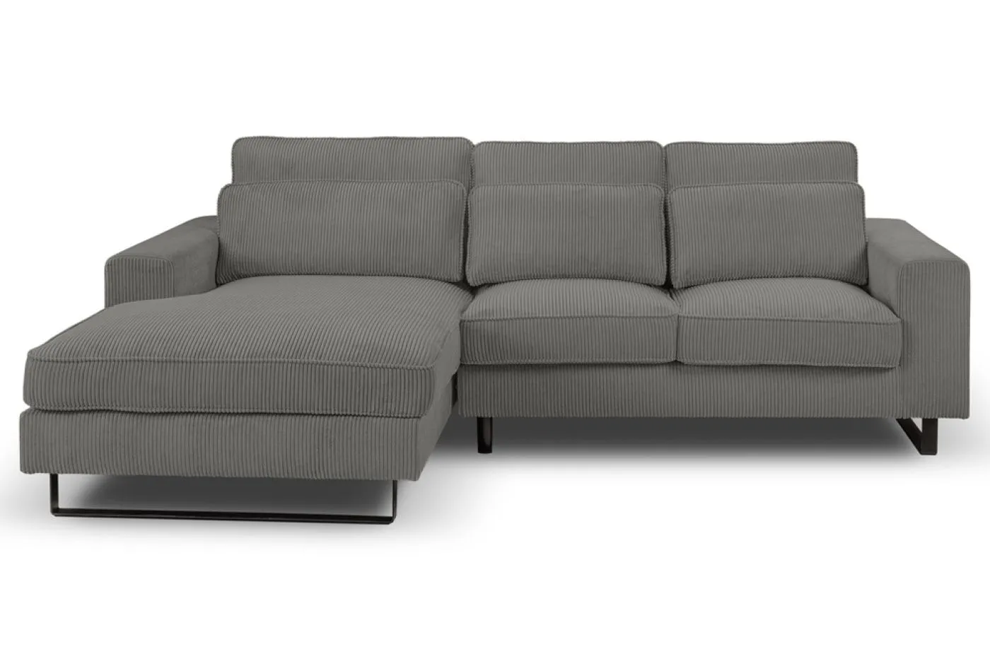 Ecksofa Bolivia links mit Rückenkissen | 276cm | Cord | grau