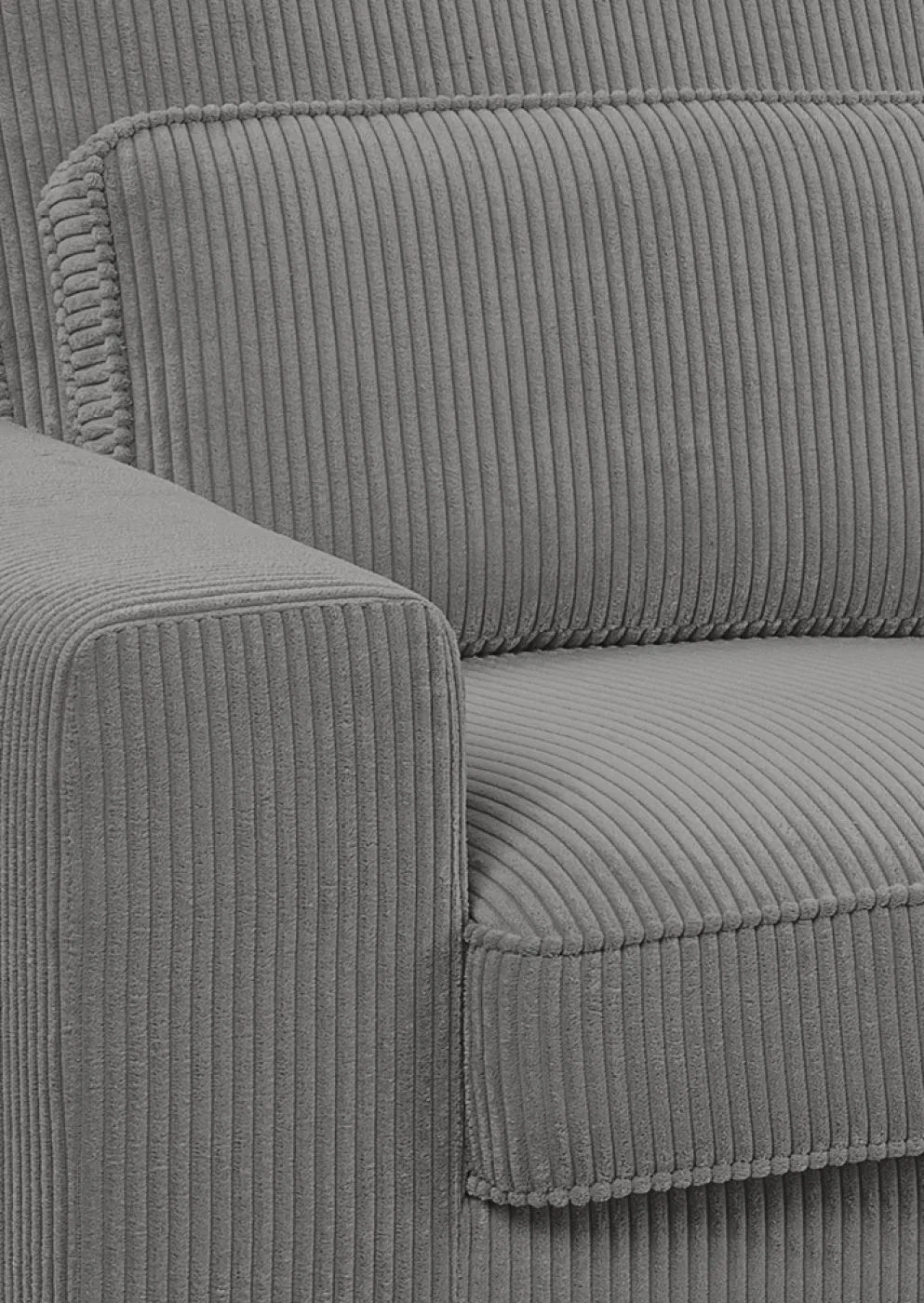 Ecksofa Bolivia rechts mit Rückenkissen | 276cm | Cord | grau