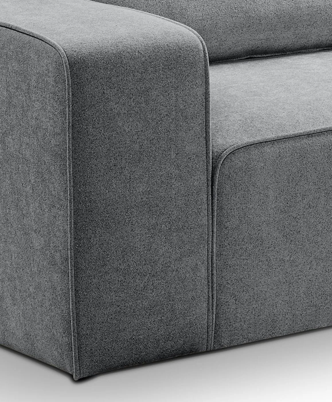Ecksofa Lux rechts mit Rückenkissen | 305cm | Webstoff | grau