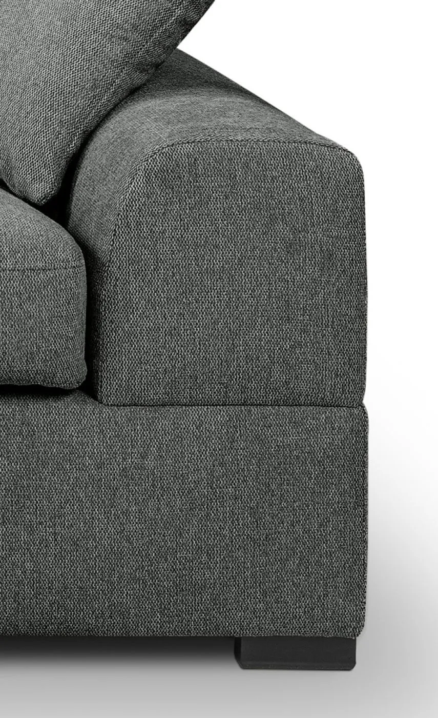 Ecksofa Veda links mit Rückenkissen | 308cm | Strukturstoff | grau