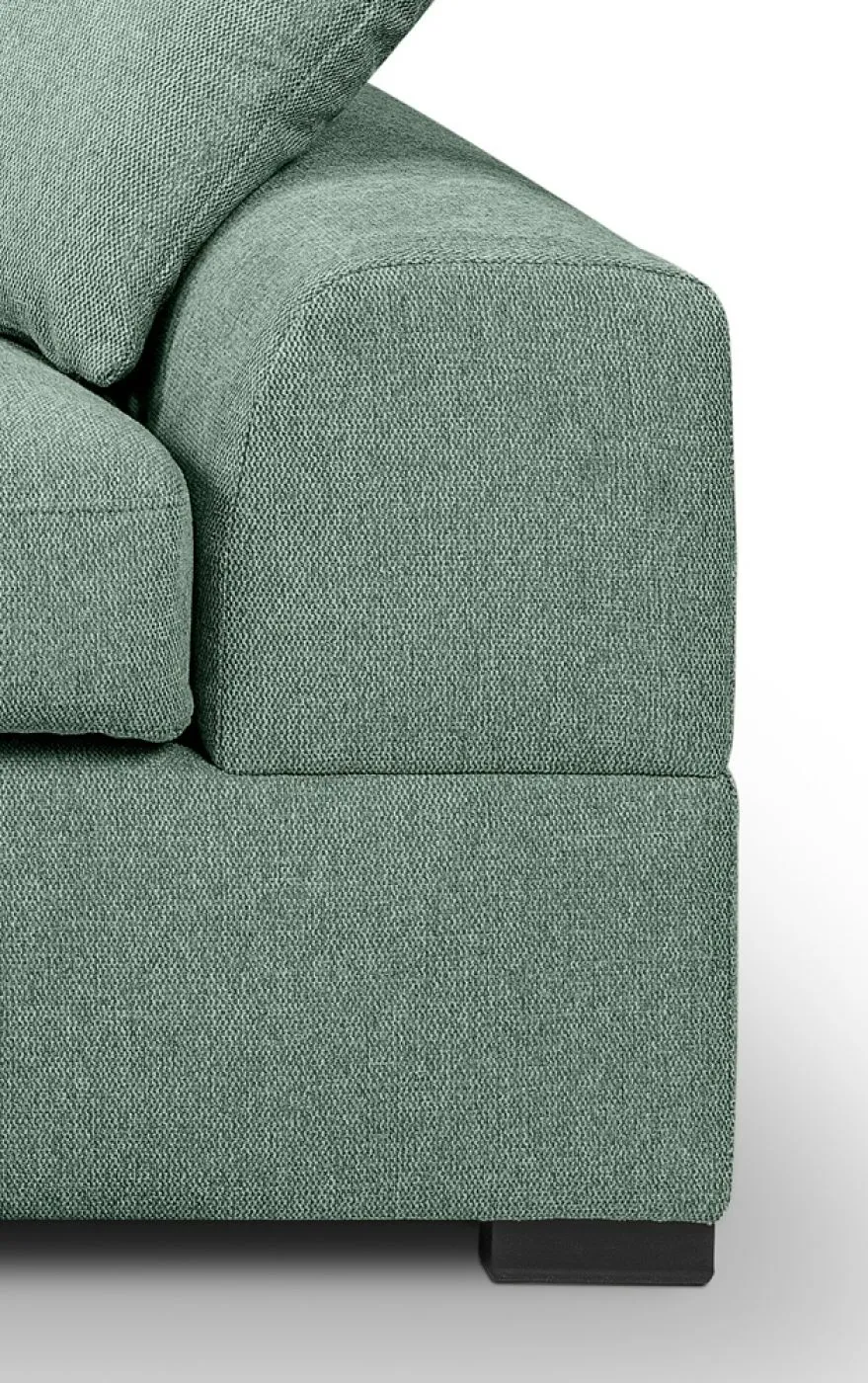 Ecksofa Veda links mit Rückenkissen | 308cm | Strukturstoff | petrol