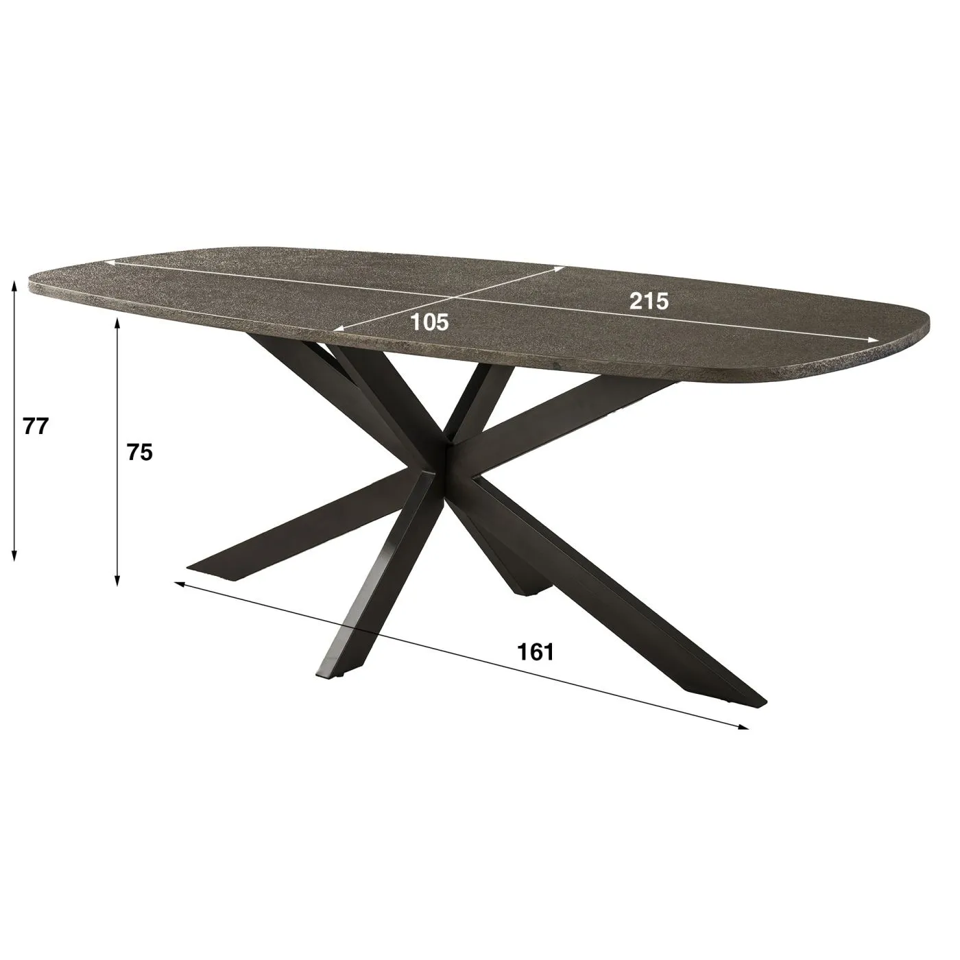 Esstisch Alur | dänisch Oval | 215 cm | Metallic-Optik