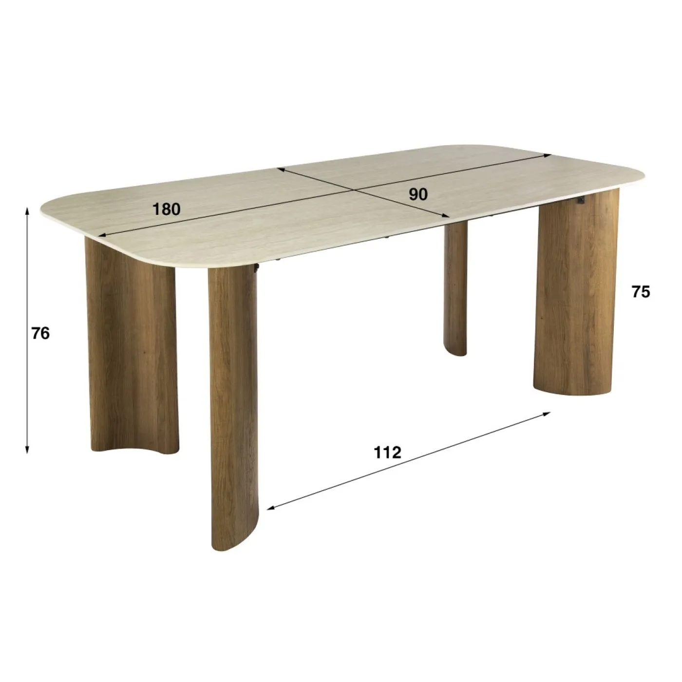 Esstisch Banto | 180 cm | Eiche | Keramik Travertin