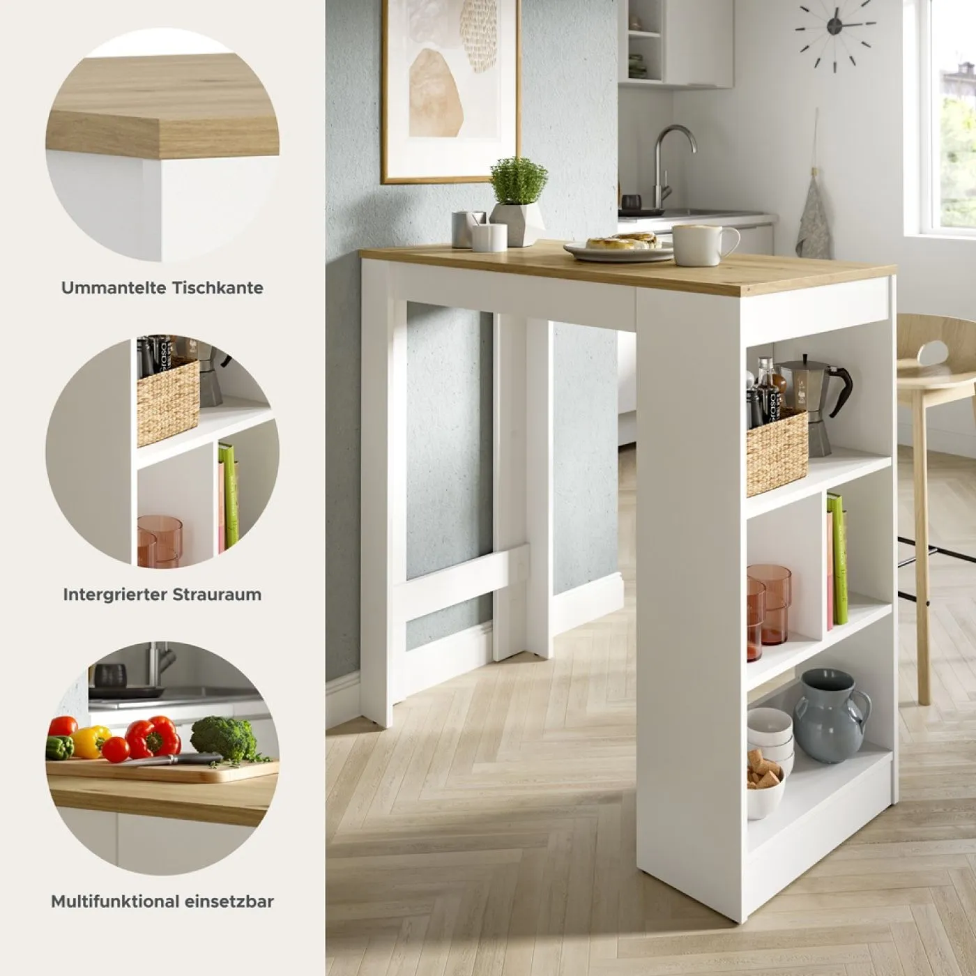 Esstisch Bartisch Urban | weiß / Authentic Oak
