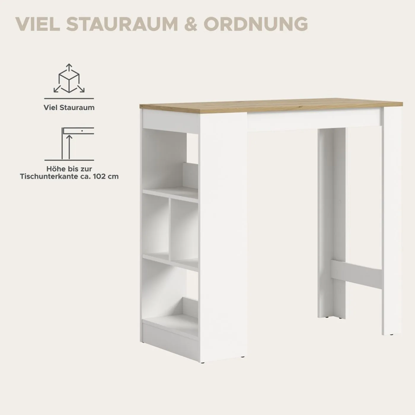 Esstisch Bartisch Urban | weiß / Authentic Oak
