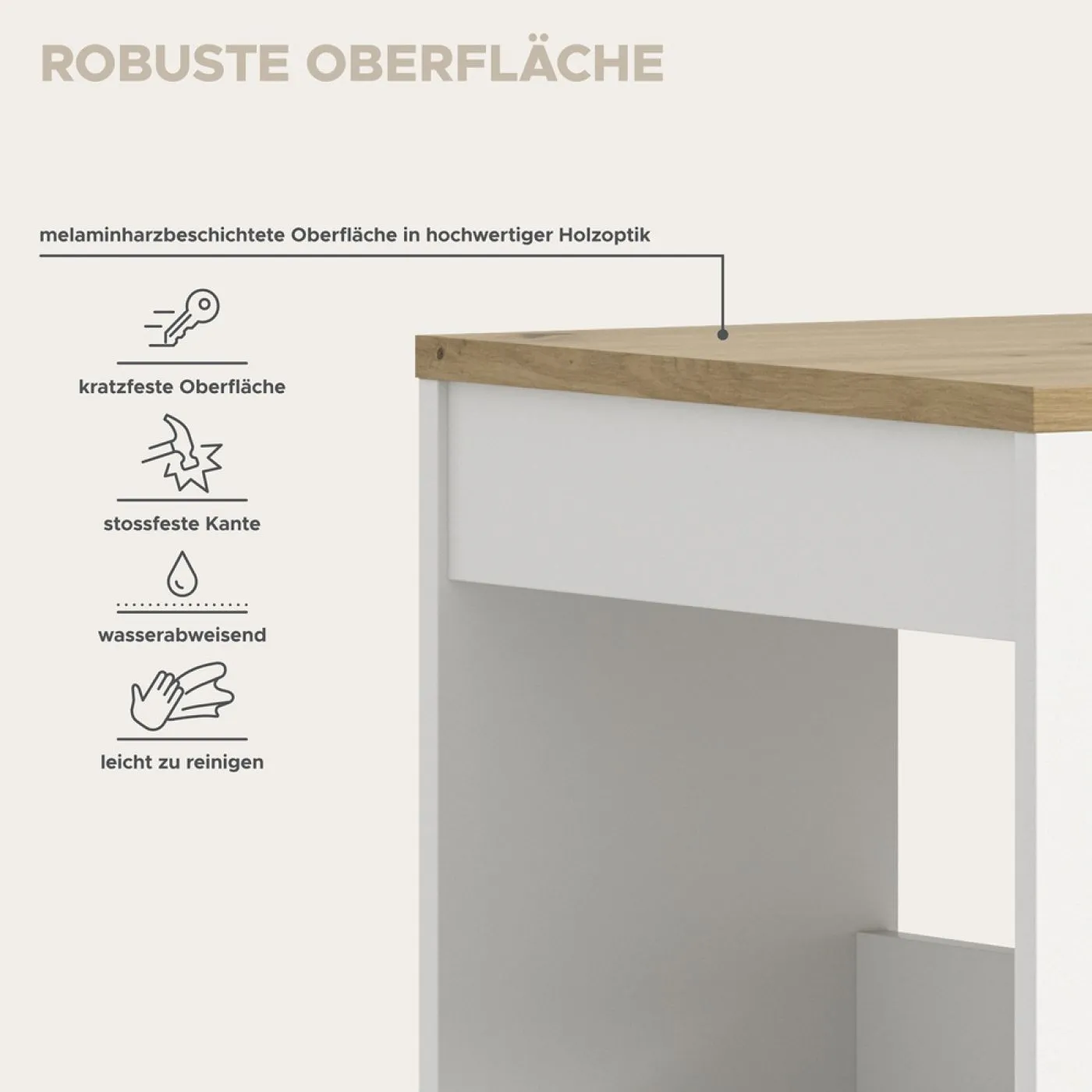 Esstisch Bartisch Urban | weiß / Authentic Oak