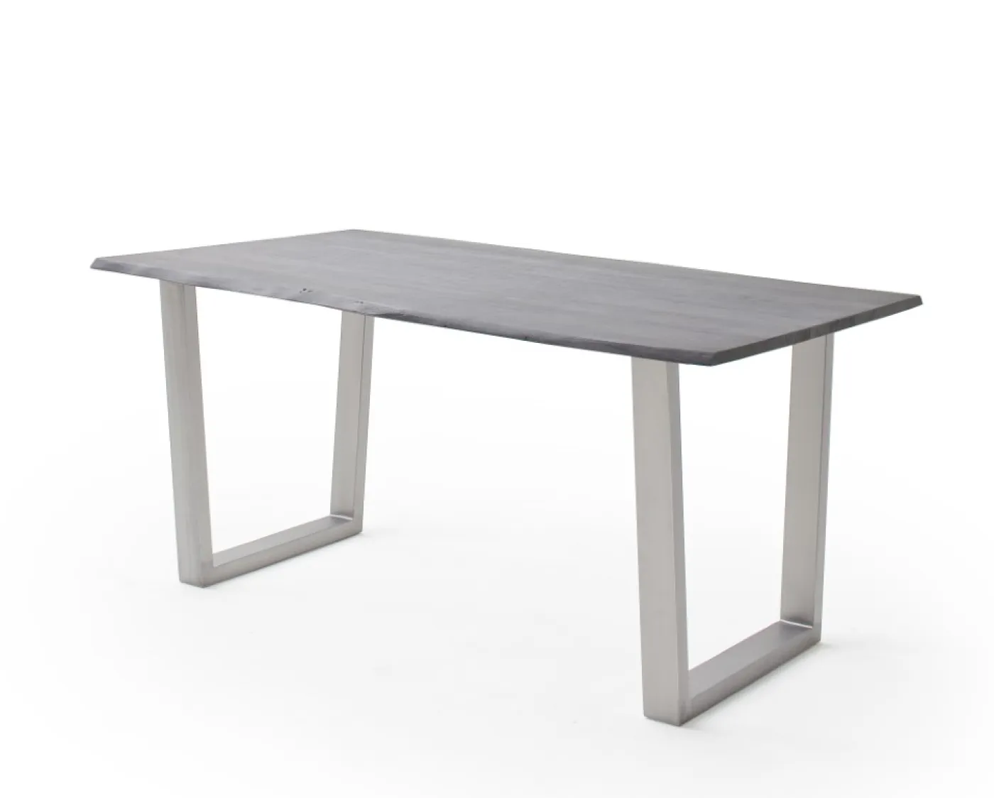 Esstisch Calabria | Akazie massiv | T-Gestell Edelstahl | grau | 160 x 90-Tischplatte 2,5 cm