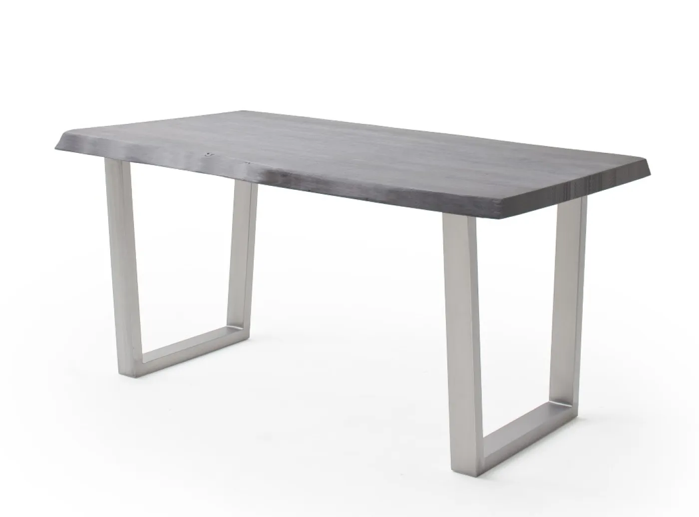 Esstisch Calabria | Akazie massiv | T-Gestell Edelstahl | grau | 240 x 100-Tischplatte 5,5 cm