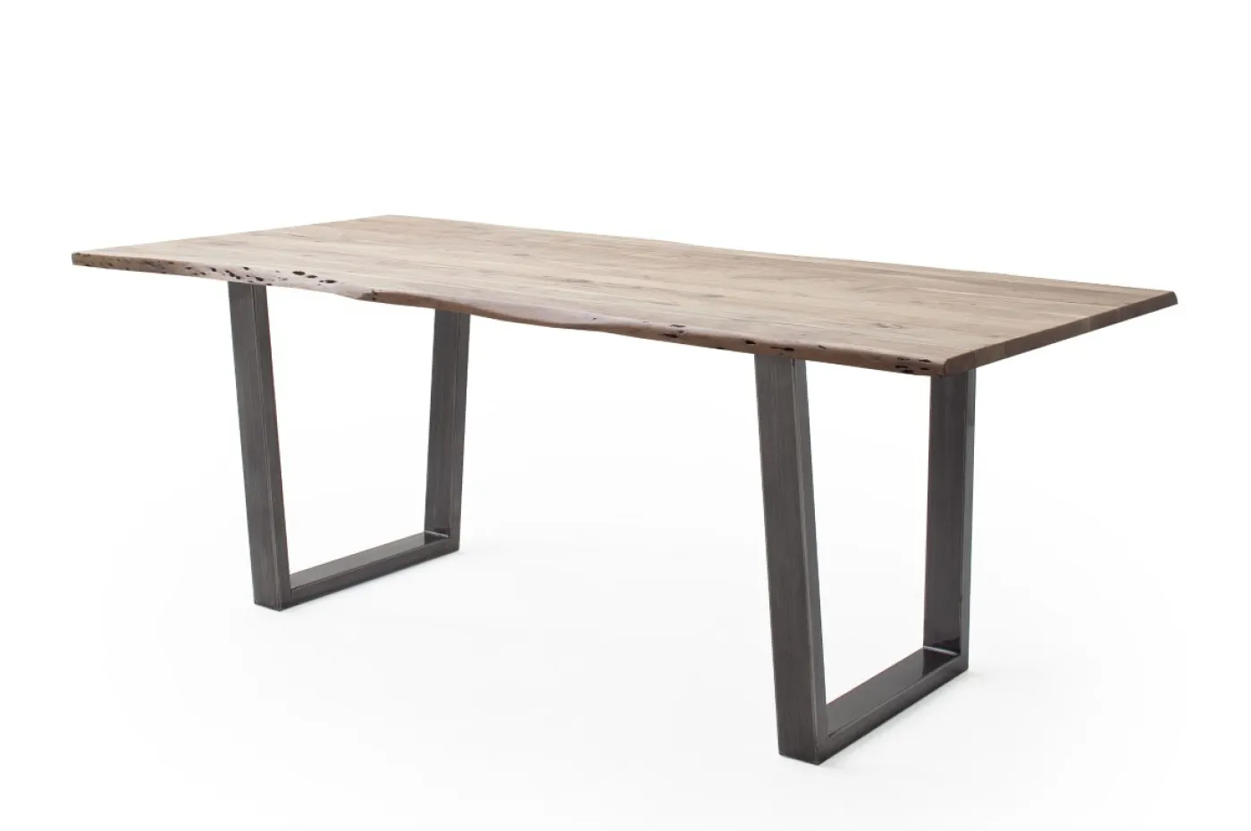Esstisch Calabria | Akazie massiv | T-Gestell | natur / antik gewischt | 160 x 90-Tischplatte 2,5 cm