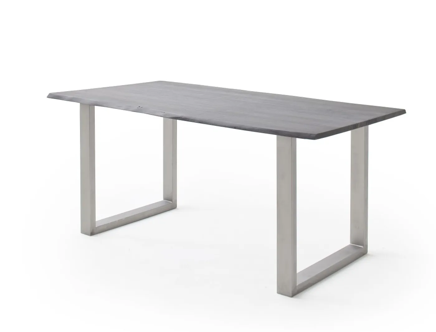 Esstisch Calabria | Akazie massiv | U-Gestell Edelstahl | grau | 180 x 90-Tischplatte 2,5 cm
