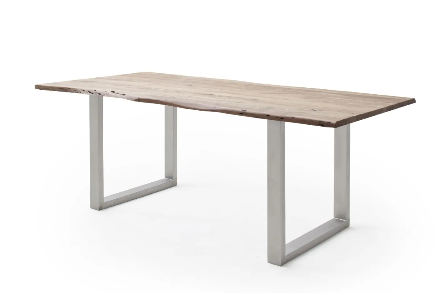 Esstisch Calabria | Akazie massiv | U-Gestell Edelstahl | natur | 160 x 90-Tischplatte 2,5 cm