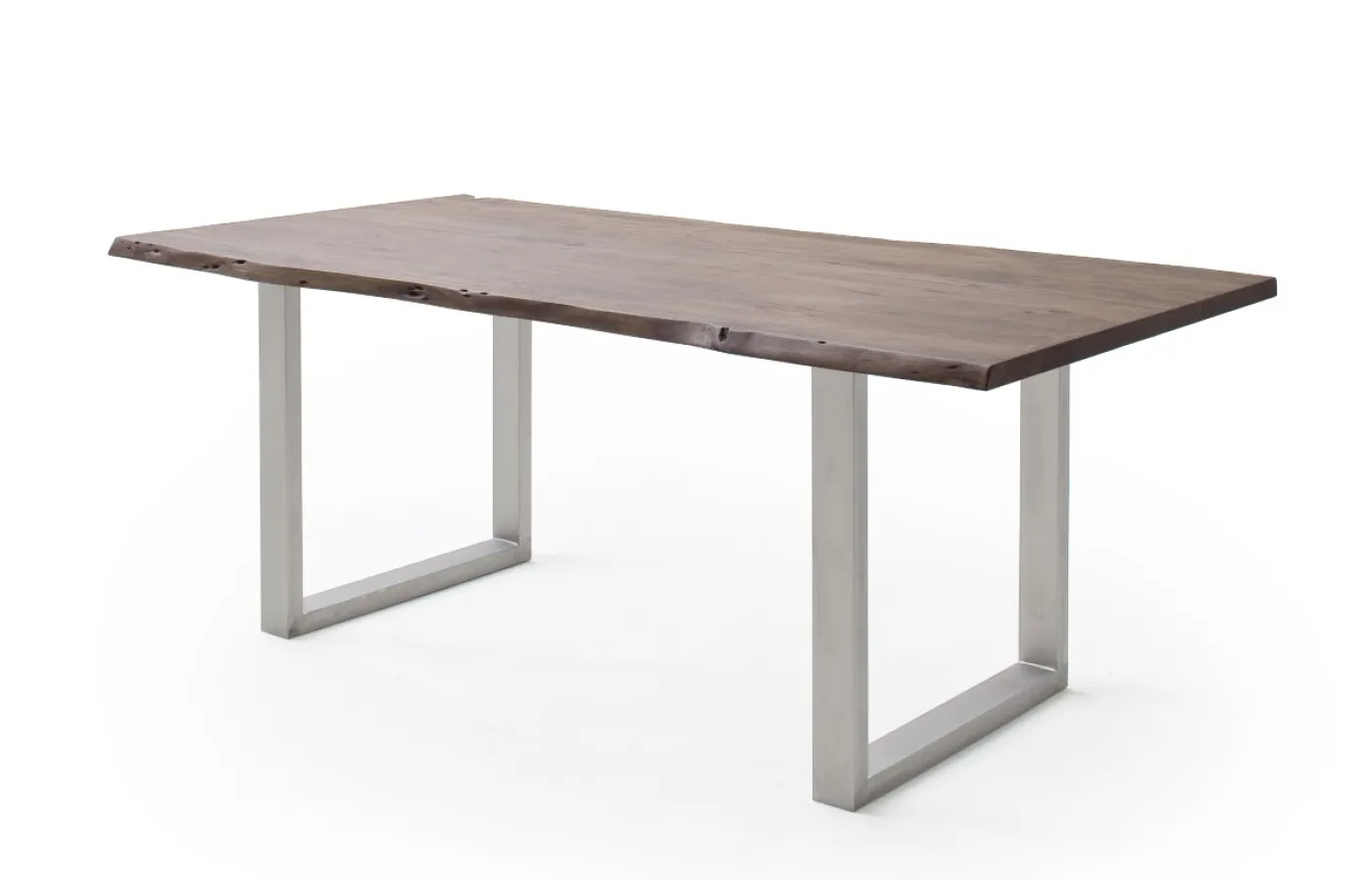 Esstisch Calabria | Akazie massiv | U-Gestell Edelstahl | walnuss | 200 x 100 -Tischplatte 3,5 cm