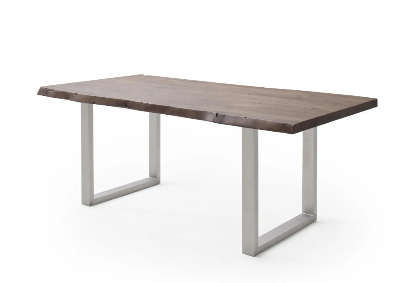 Esstisch Calabria | Akazie massiv | U-Gestell Edelstahl | walnuss | 200 x 100 -Tischplatte 5,5 cm
