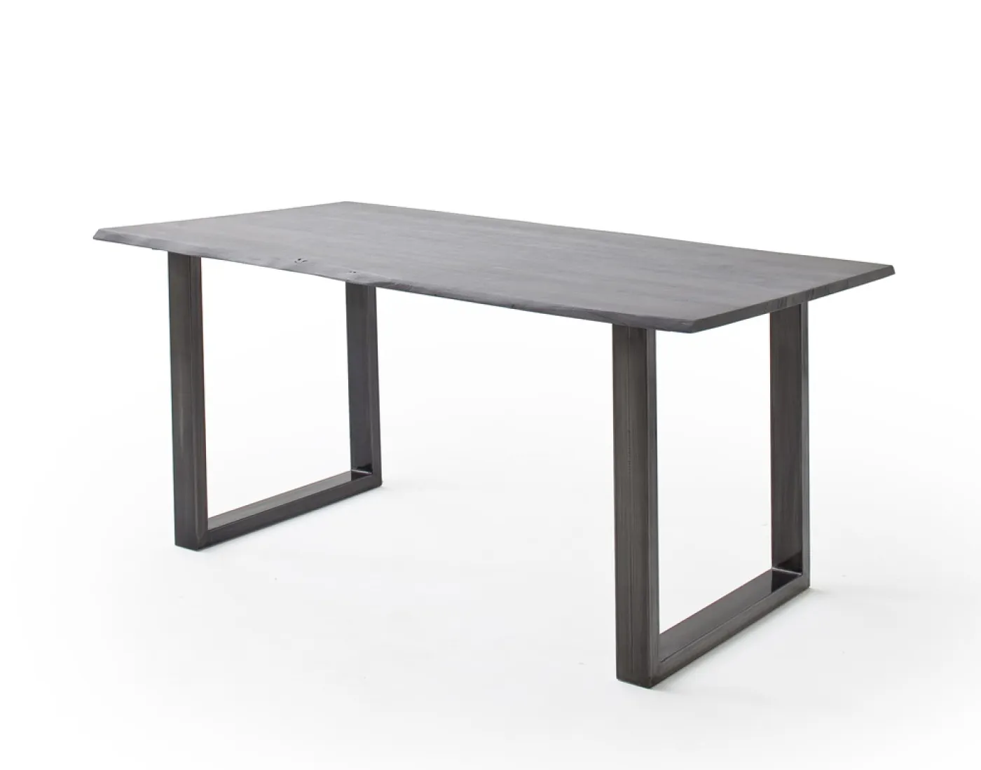 Esstisch Calabria | Akazie massiv | U-Gestell | grau / antik gewischt | 160 x 90-Tischplatte 2,5 cm