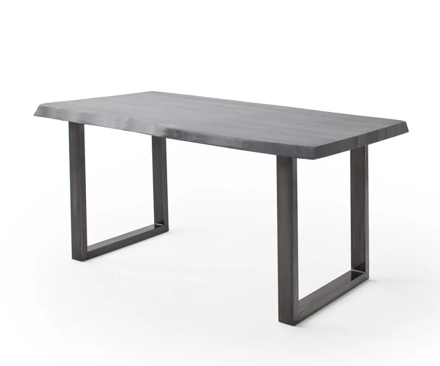 Esstisch Calabria | Akazie massiv | U-Gestell | grau / antik gewischt | 200 x 100 -Tischplatte 5,5 cm